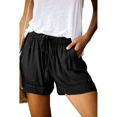 Casual Tie Elastic Waist Plus Size Shorts InsStreet