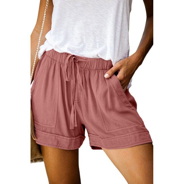 Casual Tie Elastic Waist Plus Size Shorts InsStreet