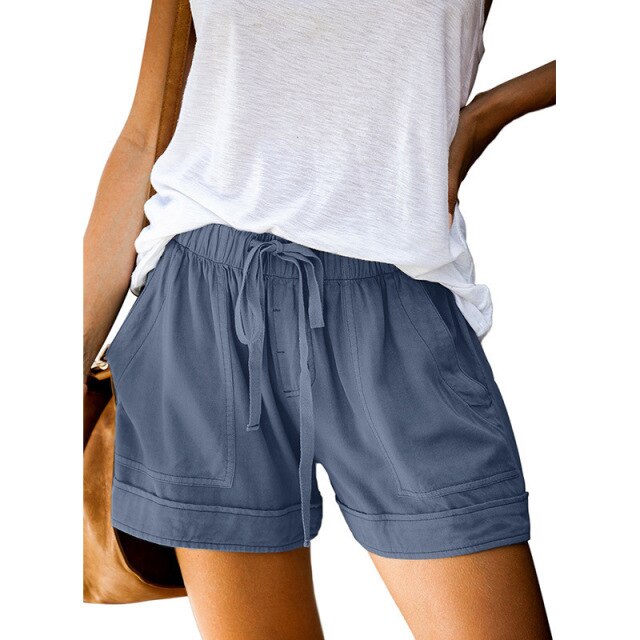 Casual Tie Elastic Waist Plus Size Shorts InsStreet