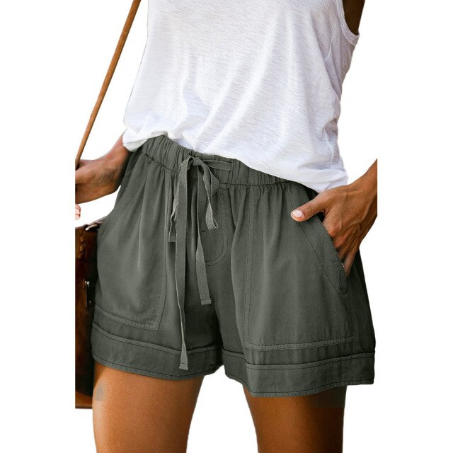 Casual Tie Elastic Waist Plus Size Shorts InsStreet