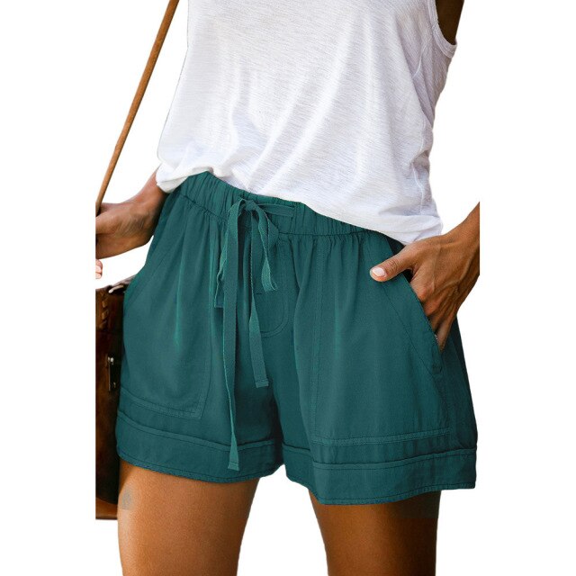 Casual Tie Elastic Waist Plus Size Shorts InsStreet