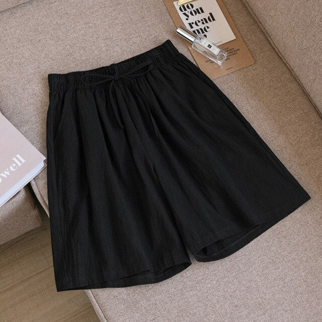 Loose Plus Size Knee Wide-leg Shorts InsStreet