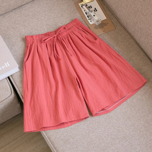 Loose Plus Size Knee Wide-leg Shorts InsStreet