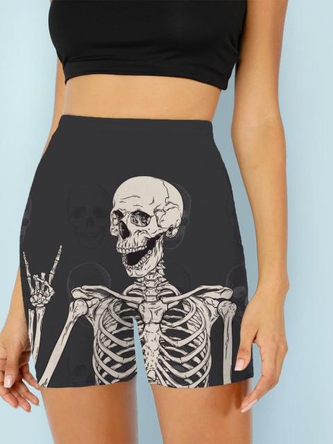 Women Skeleton Short Dancing  Rock High Waist Womens Pants InsStreet