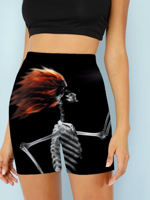 Women Skeleton Short Dancing  Rock High Waist Womens Pants InsStreet