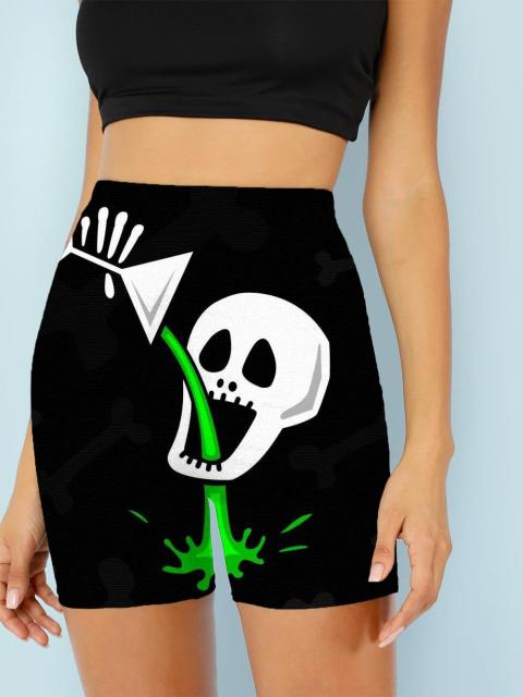 Women Skeleton Short Dancing  Rock High Waist Womens Pants InsStreet