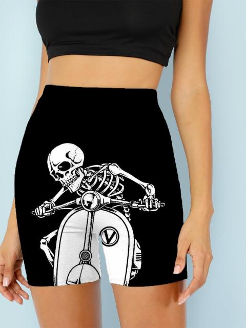 Women Skeleton Short Dancing  Rock High Waist Womens Pants InsStreet