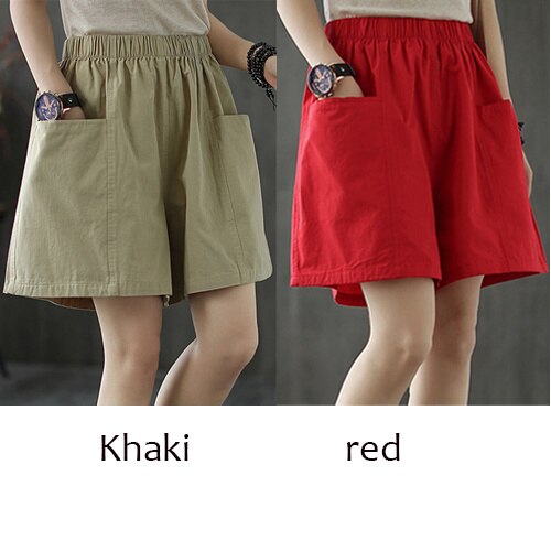 Plus Size Pocket Elastic High Waist Shorts InsStreet