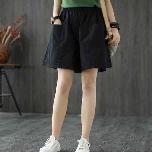 Plus Size Pocket Elastic High Waist Shorts InsStreet