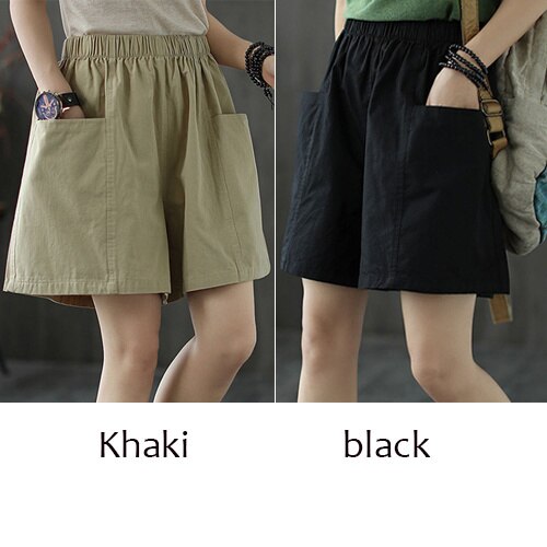 Plus Size Pocket Elastic High Waist Shorts InsStreet