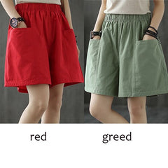 Plus Size Pocket Elastic High Waist Shorts InsStreet