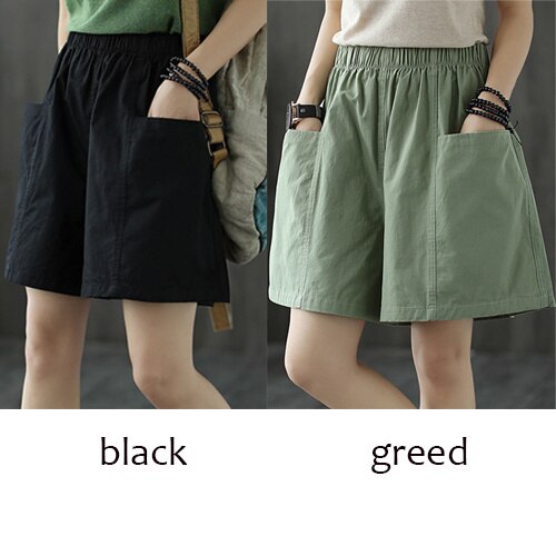 Plus Size Pocket Elastic High Waist Shorts InsStreet