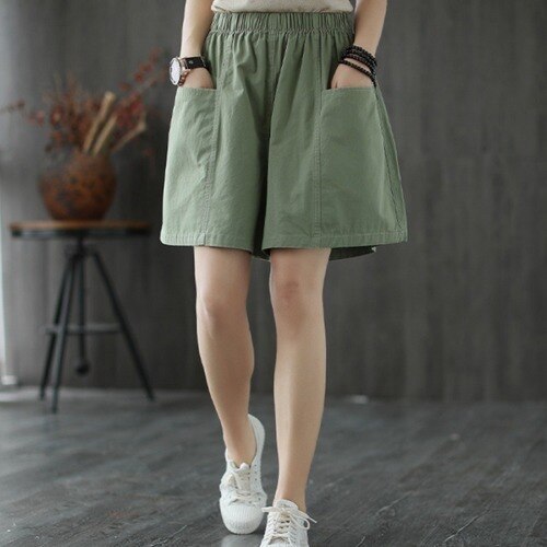 Plus Size Pocket Elastic High Waist Shorts InsStreet