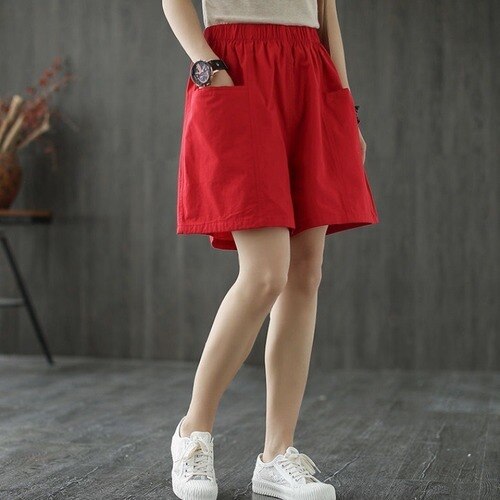 Plus Size Pocket Elastic High Waist Shorts InsStreet