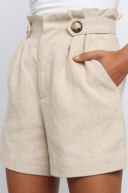 Casual High Waist Loose Cotton Hemp Shorts InsStreet