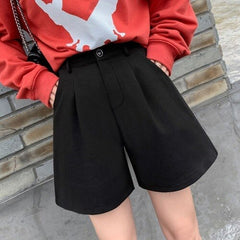 Fashion Solid Wide Leg Woolen Shorts InsStreet