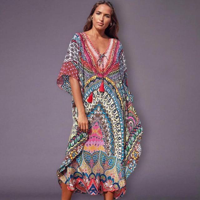 Quick-drying Bohemian Printed Loose Beach Dress InsStreet