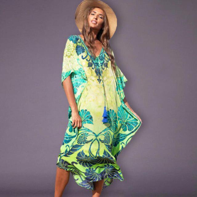 Quick-drying Bohemian Printed Loose Beach Dress InsStreet