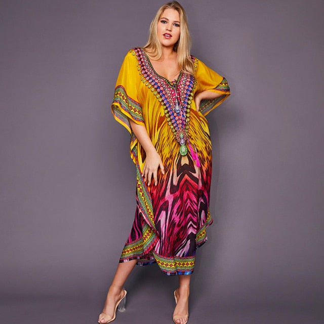 Quick-drying Bohemian Printed Loose Beach Dress InsStreet