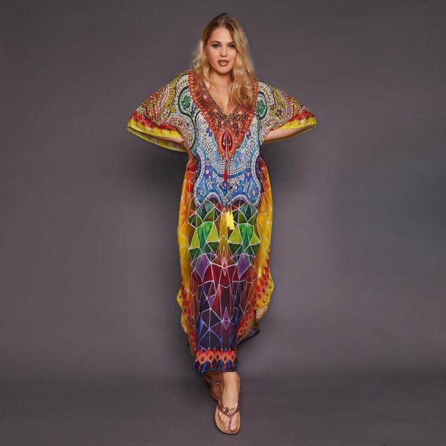 Quick-drying Bohemian Printed Loose Beach Dress InsStreet