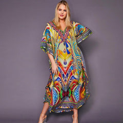 Quick-drying Bohemian Printed Loose Beach Dress InsStreet