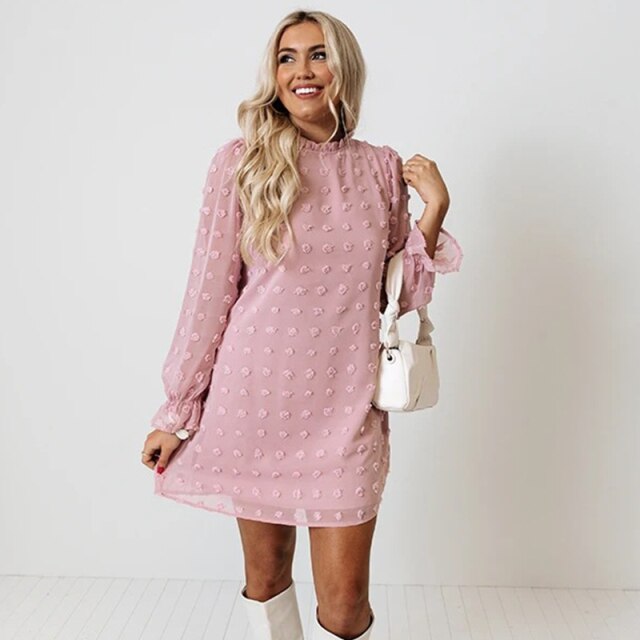 Fashion Dot Pom Pom Dress New Loose Casual Dress InsStreet