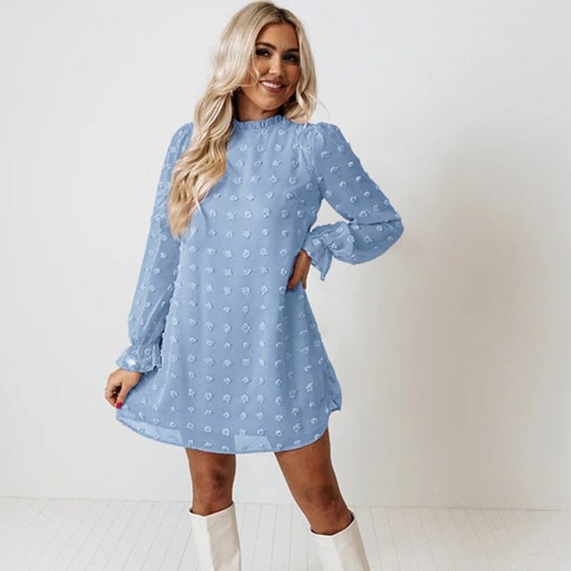 Fashion Dot Pom Pom Dress New Loose Casual Dress InsStreet