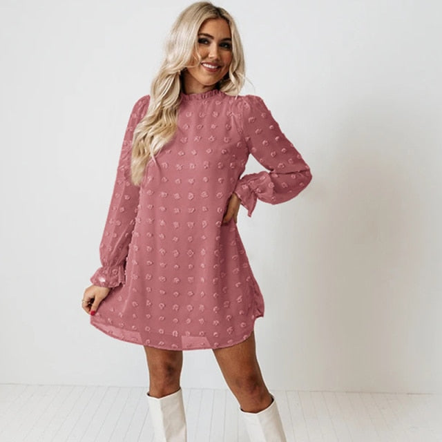 Fashion Dot Pom Pom Dress New Loose Casual Dress InsStreet