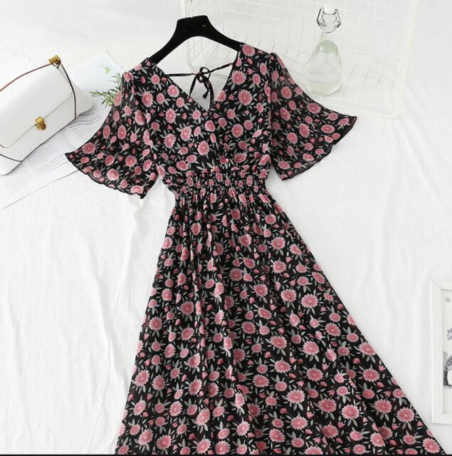 Short sleeve Chiffon Dress InsStreet