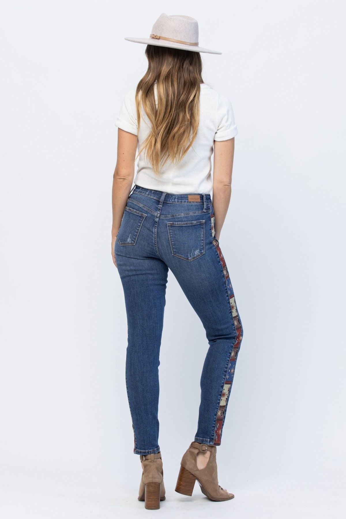 Mid-Rise Rad Embellishment Western Print Relaxed Fit Jeans Ins Street