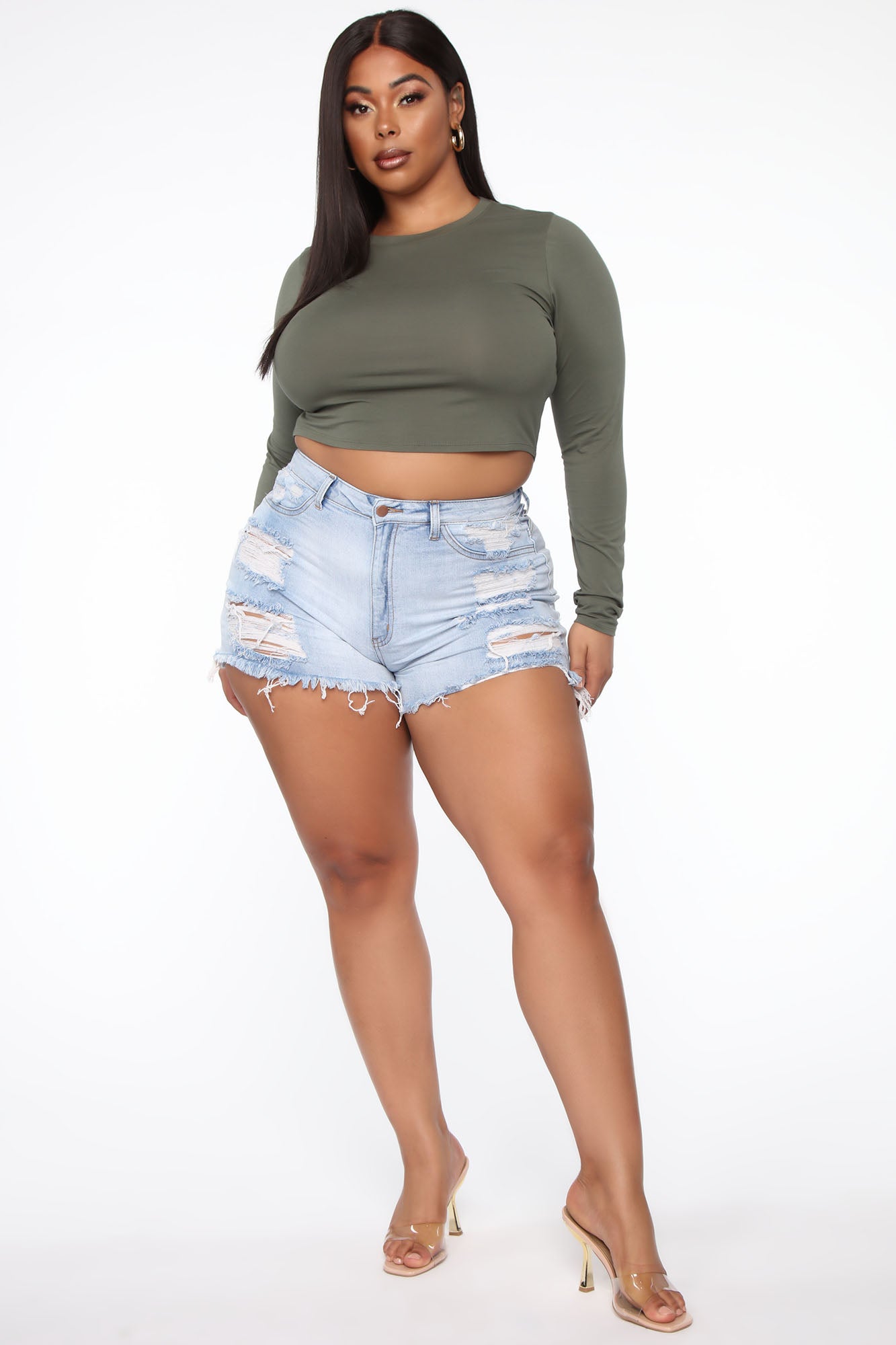 Keep In Touch Distressed Shorts - Light Wash Ins Street