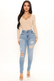Say Less Booty Lifting Skinny Jeans - Light Blue Wash