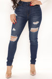Say Less Booty Lifting Skinny Jeans - Dark Wash Ins Street