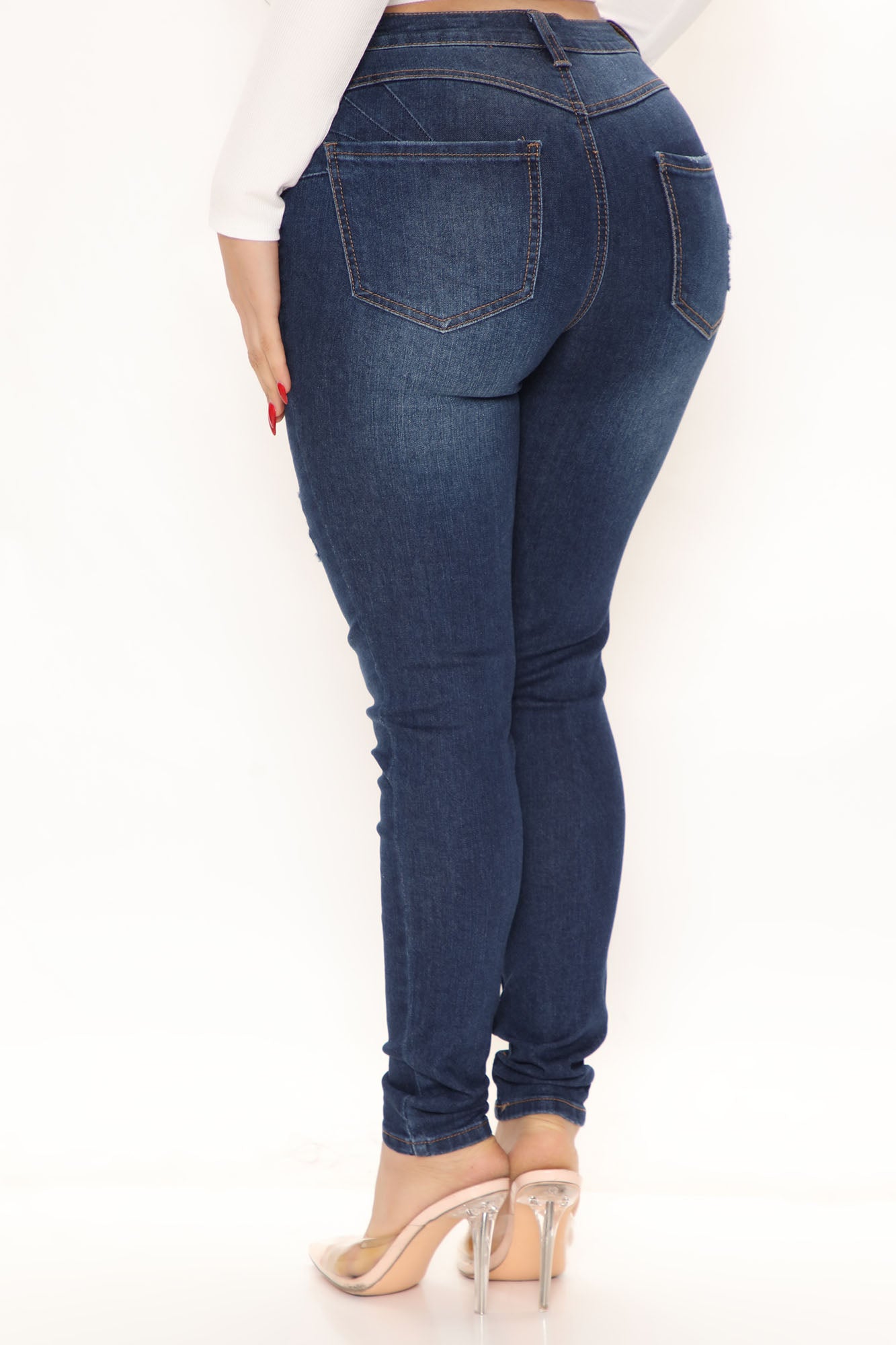 Say Less Booty Lifting Skinny Jeans - Dark Wash Ins Street