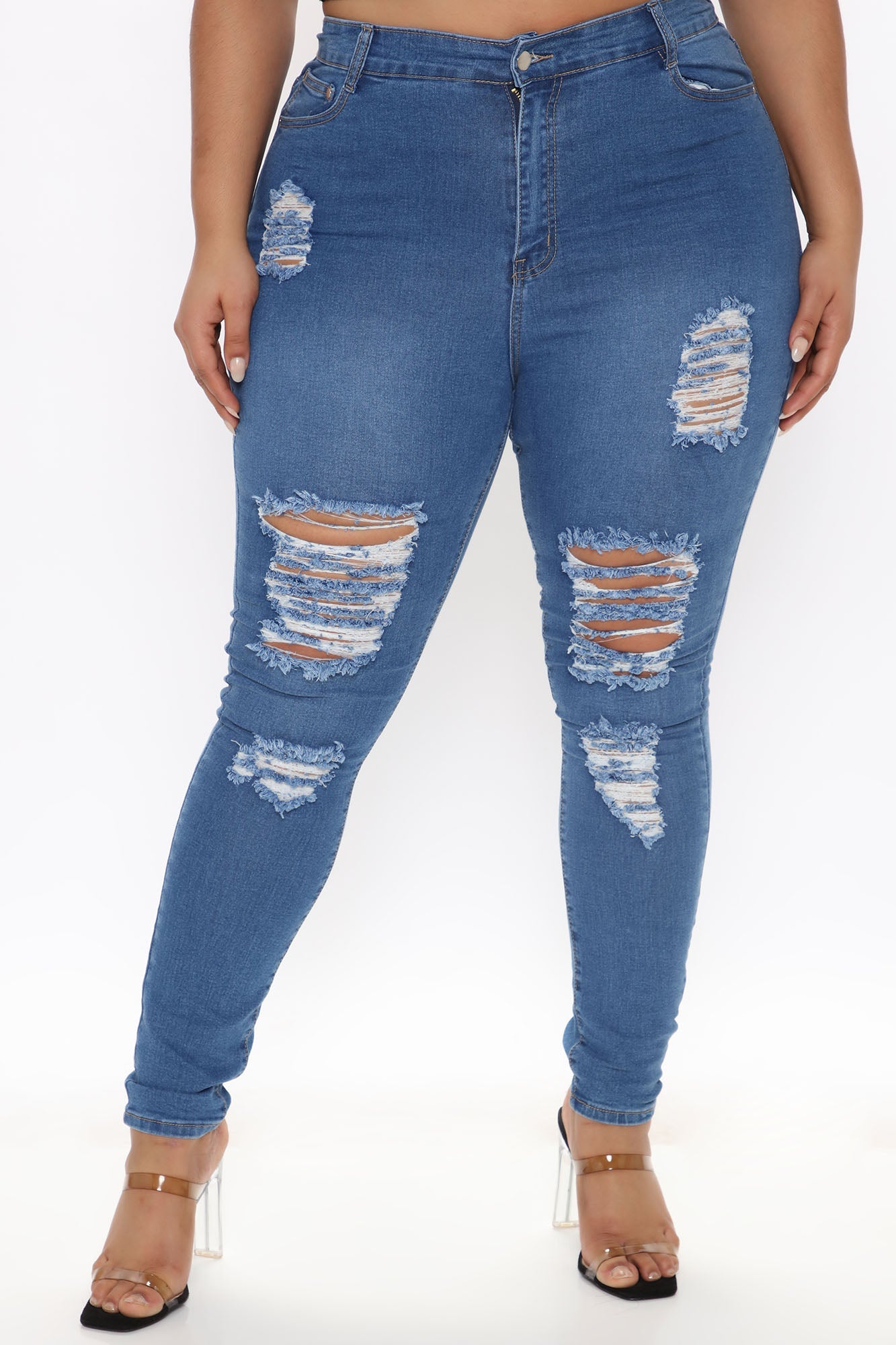 Tempe Distressed Jeans - Medium Blue Wash Ins Street