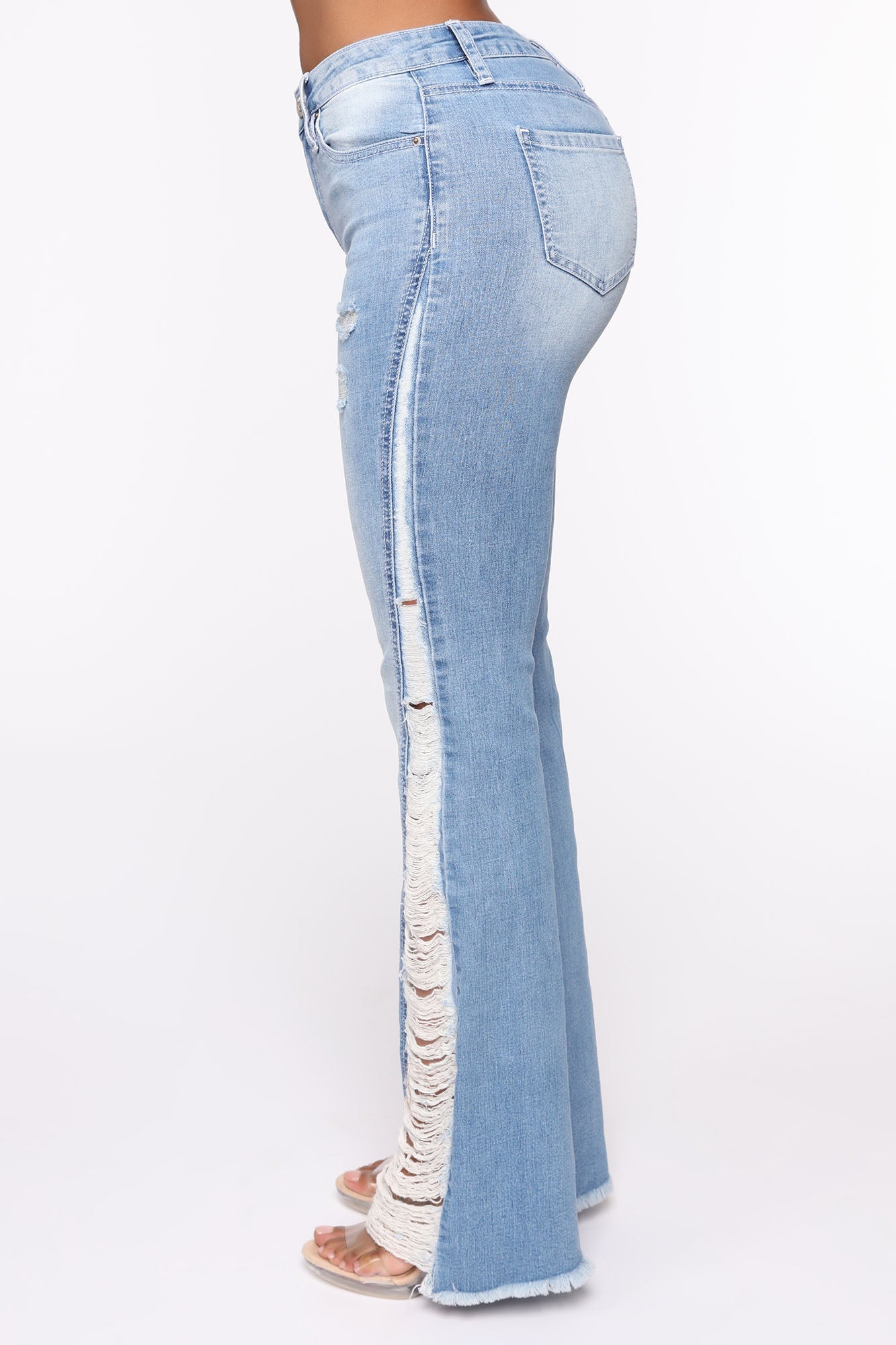 Kiana Distressed Flare Jeans - Light Blue Wash Ins Street