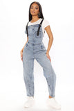 Jump To It Slouchy Overalls - Medium Blue Wash