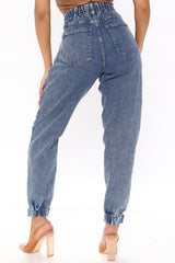 Never Looking Back Denim Joggers - Medium Blue Wash Ins Street