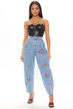 Butterfly Babe Balloon Jeans - Medium Blue Wash Ins Street
