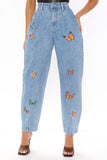 Butterfly Babe Balloon Jeans - Medium Blue Wash Ins Street