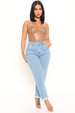 In The Moment No Stretch Loose Fit Mom Jeans - Light Blue Wash Ins Street