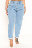 In The Moment No Stretch Loose Fit Mom Jeans - Light Blue Wash