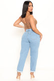 In The Moment No Stretch Loose Fit Mom Jeans - Light Blue Wash Ins Street