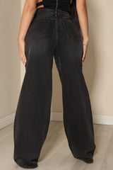 Flip Out Wide Leg Skater Jeans - Black Ins Street