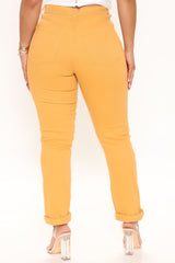 Just A Hint Ultra High Rise Roll Cuff Slim Straight - Yellow Ins Street