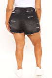 Jumping To Conclusions Destroyed Denim Shorts - Black Ins Street
