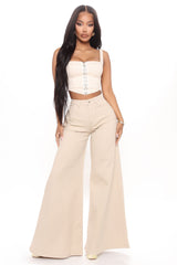 Flare For The Dramatics Wide Leg Jeans - Khaki Ins Street