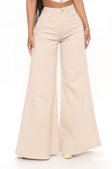 Flare For The Dramatics Wide Leg Jeans - Khaki Ins Street