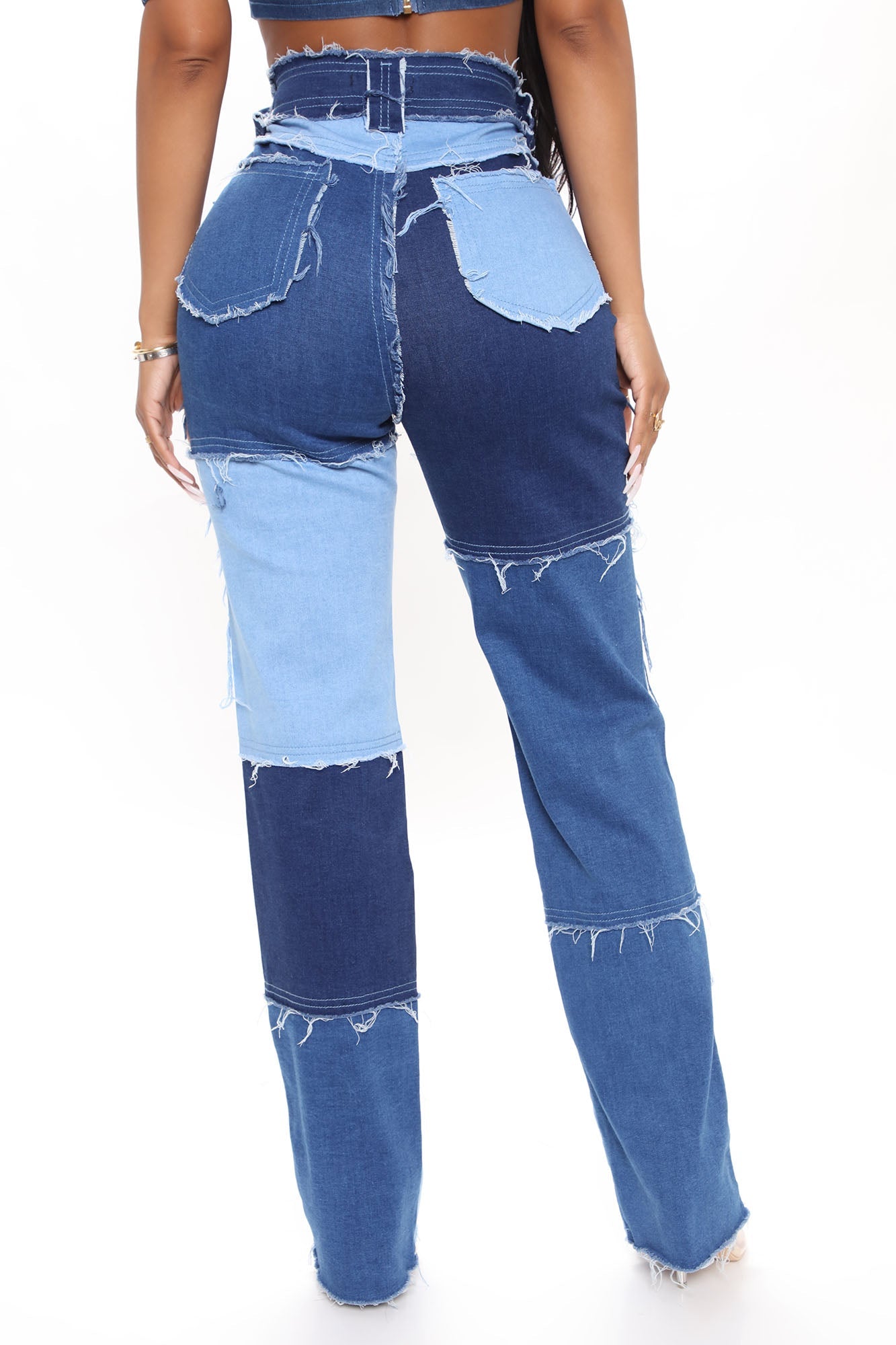 Piece Of Art Patchwork Straight Leg Jeans - Blue/combo Ins Street