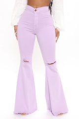 Mystery Solved Extreme Bell Bottom Jeans - Lavender Ins Street